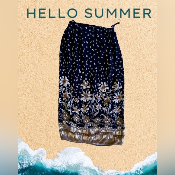 Vintage Paquette  Byer California maxi skirt floral black Size M - Picture 3 of 13